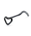 Hollow Heart Silver Curved Nose Stud NSKB-718